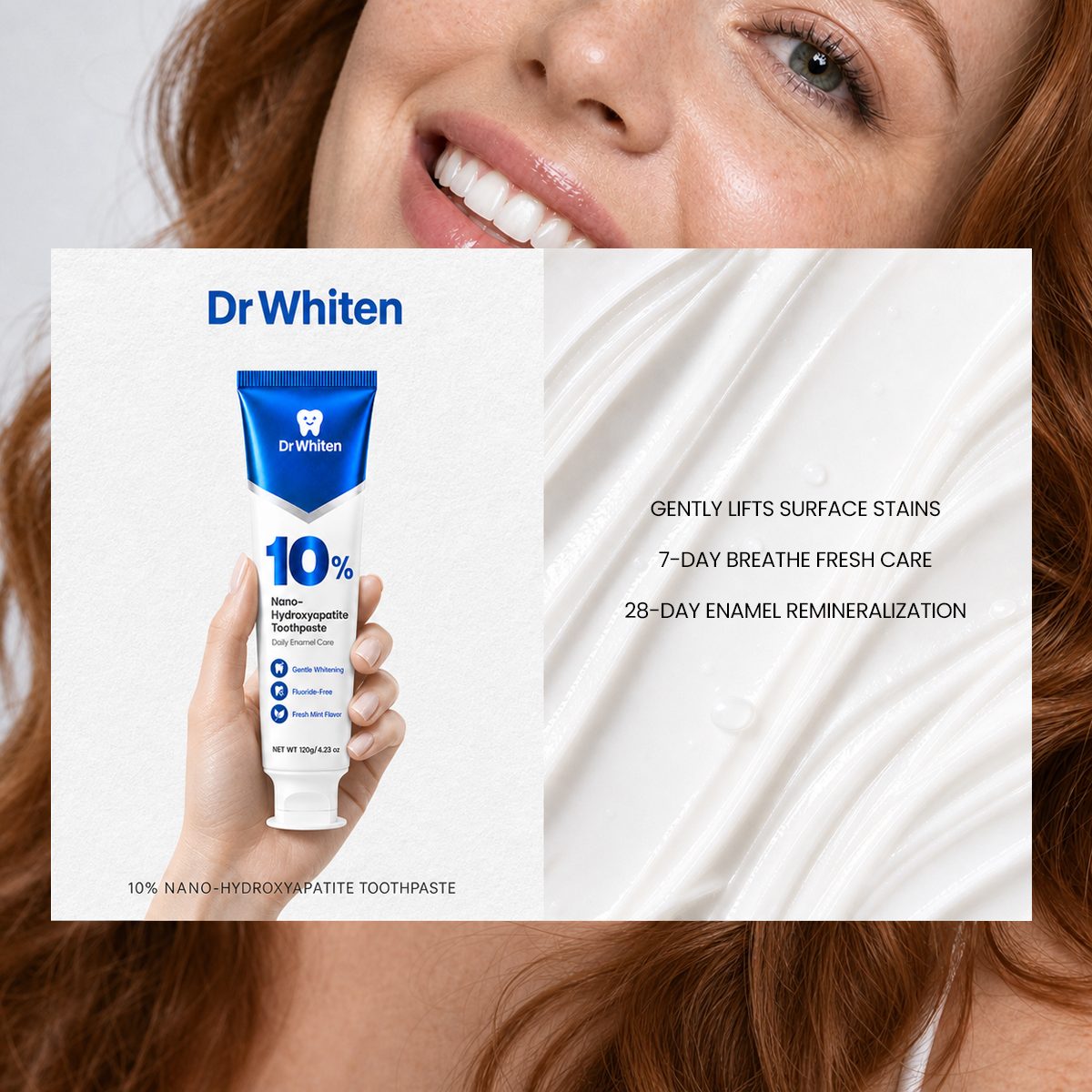 DrWhiten Safe Whitening Toothpaste gently lifts surface stains